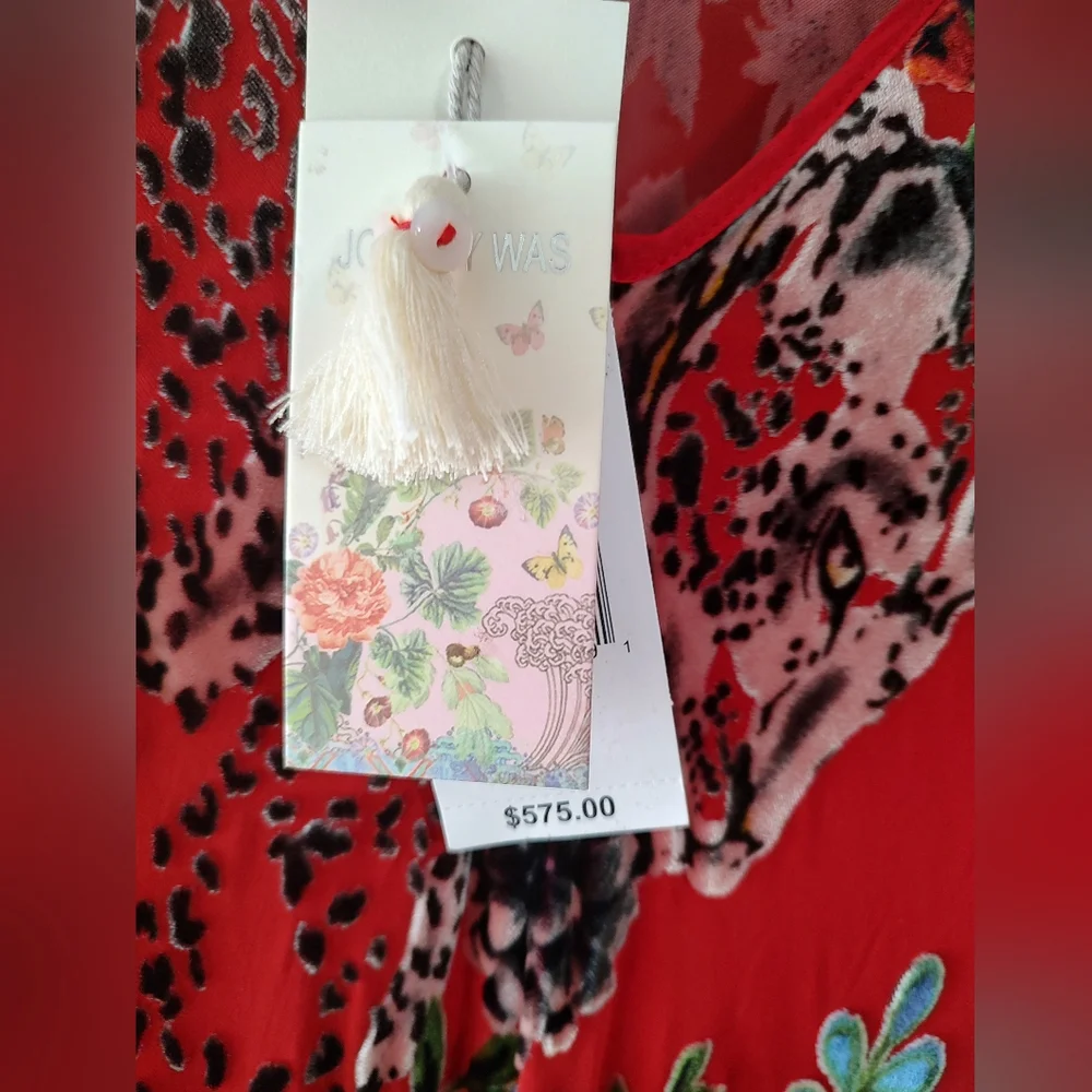 Johnny Was Bobcat Forest Dress Silk Blend Red Floral Maxi Medium NWT Boho Luxe - Picture 9 of 11